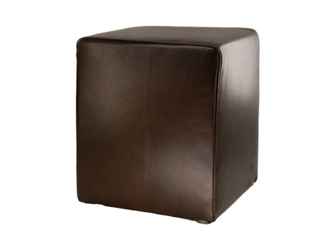 Vierkante Poef - Choco Bruin Leer- SL 2105