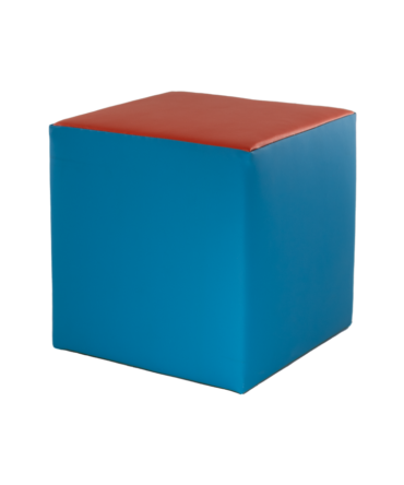 Vierkante Kinderpoef in LEGO kleuren Blauw met Rode Top - SL 2110
