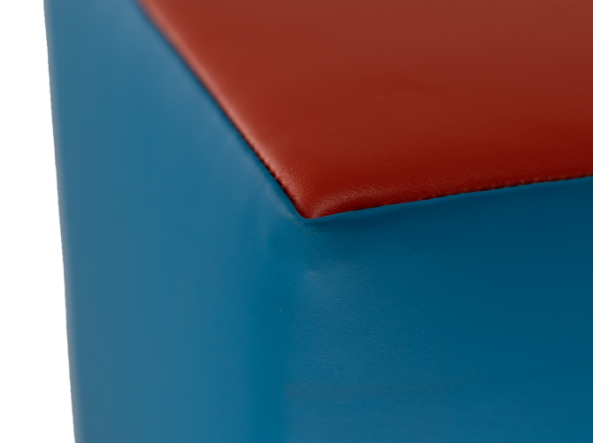 Vierkante Kinderpoef in LEGO kleuren Blauw met Rode Top - SL 2110
