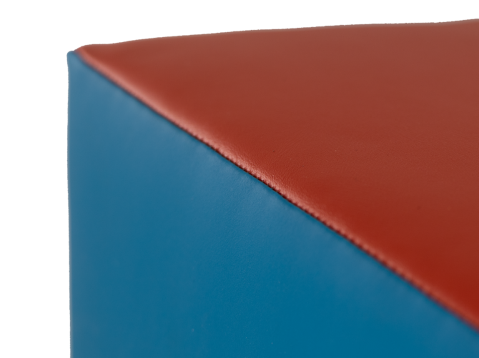Vierkante Kinderpoef in LEGO kleuren Blauw met Rode Top - SL 2110