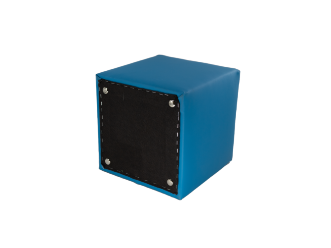 Vierkante Kinderpoef in LEGO kleuren Blauw met Rode Top - SL 2110