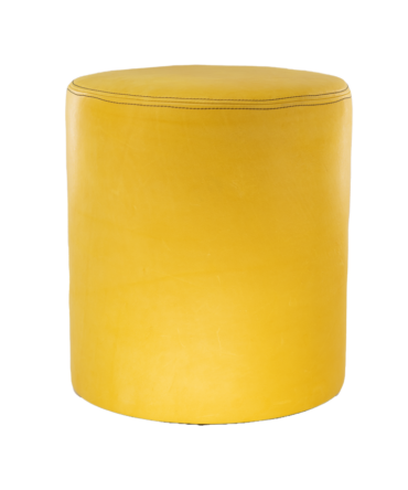 Ronde Poef - Mellow Yellow Leer- SL 2107